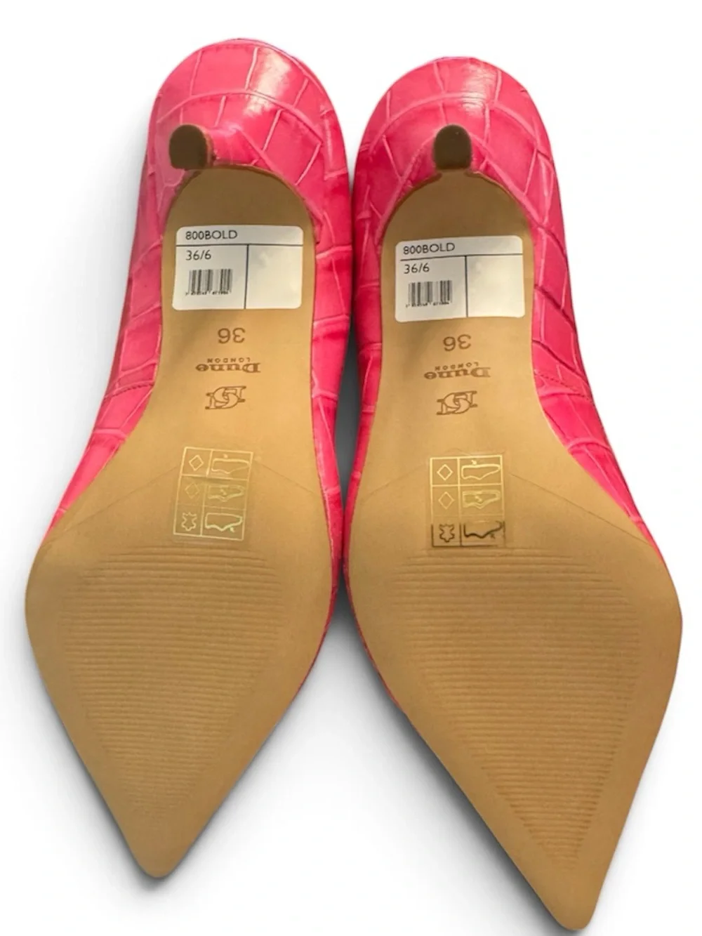 Dune London Pink Croc-Embossed Pointed-Toe Pumps